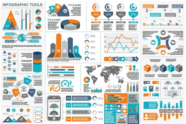 商业数据信息图表插画 Business Infographic Elements