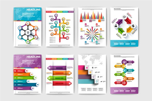 信息图表展示的信息画册模板 Set of Infographic brochures