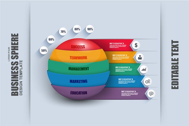 商业3D信息数据展示图表素材 Business 3D Sphere Infographic