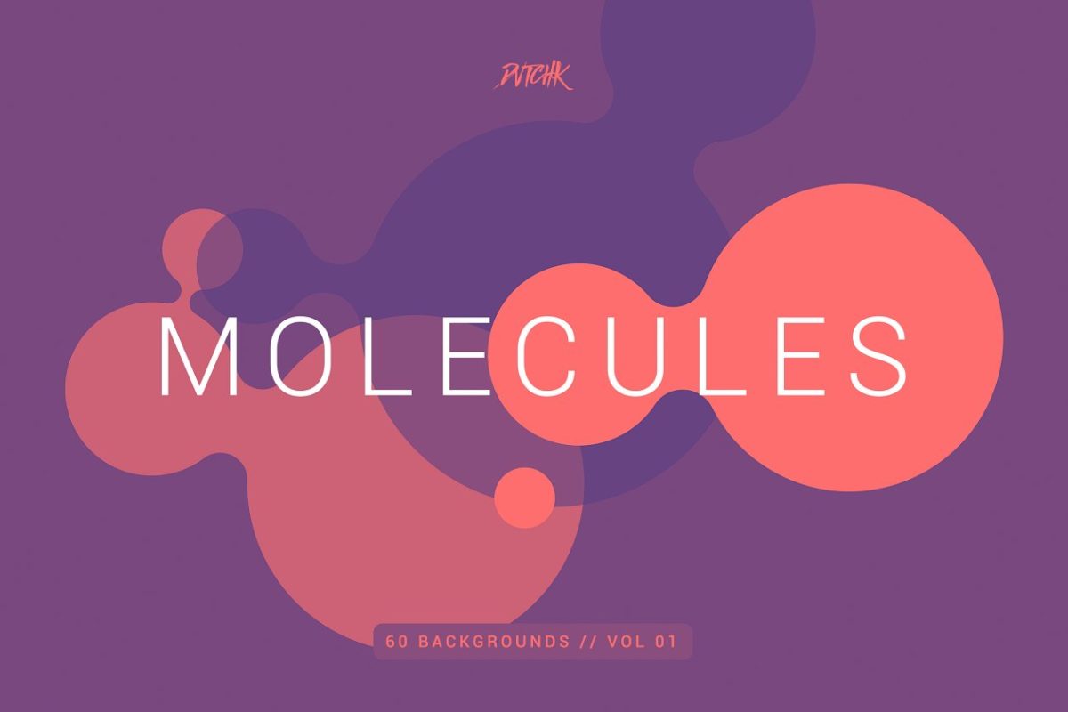 抽象分子扁平化风格背景v01 Molecules | Flat Backgrounds | V01