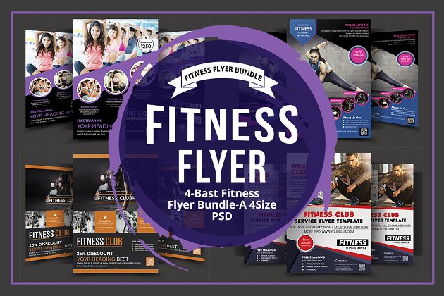 健身海报模板 Fitness Flyers Bundle