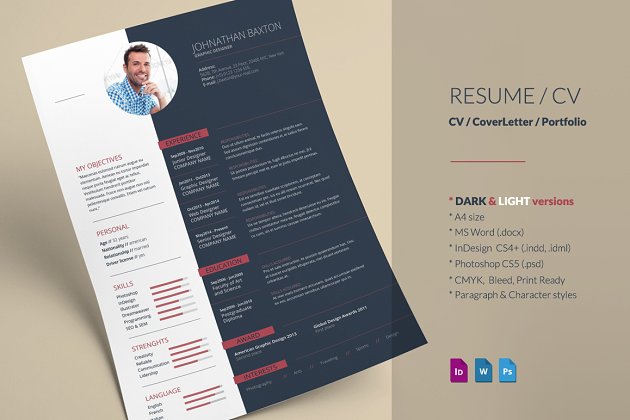 商业风格个人简历设计模板 Resume CV