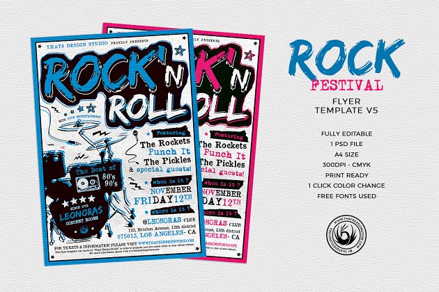 摇滚节日传单PSD模板 V5 Rock Festival Flyer PSD V5