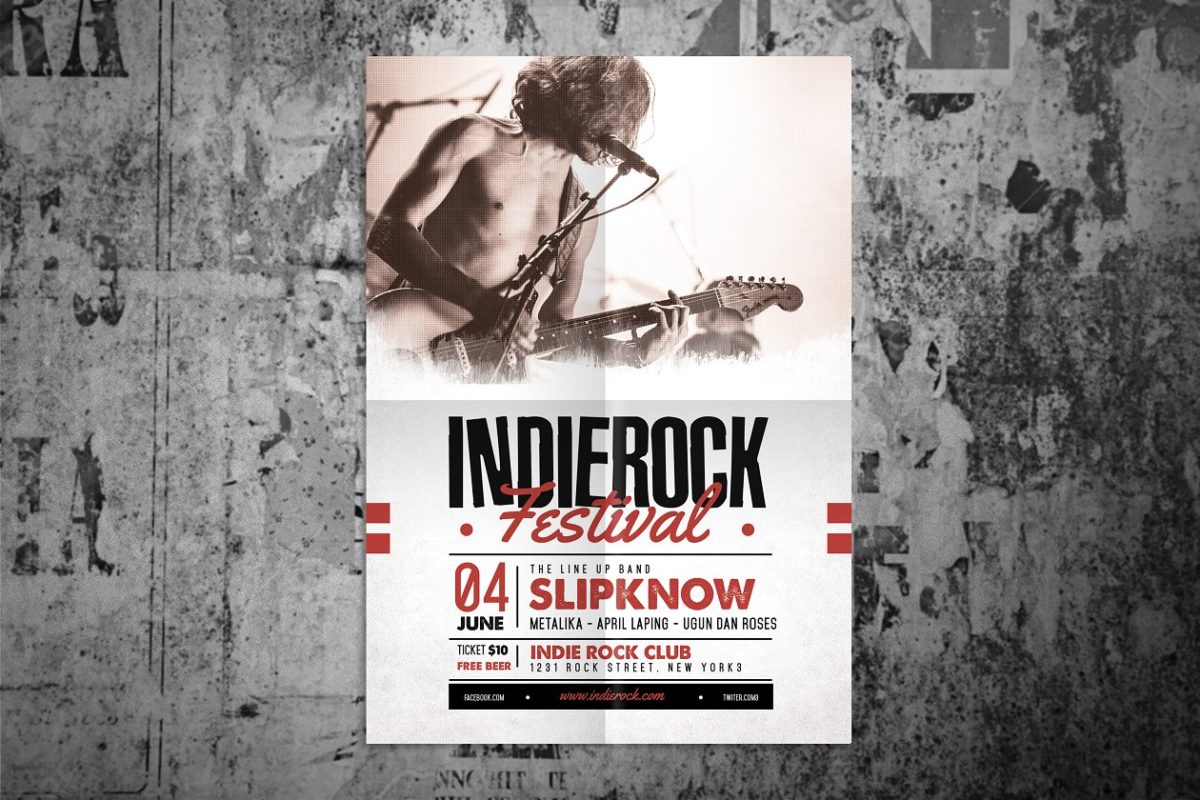 摇滚音乐海报模板 Indie Rock