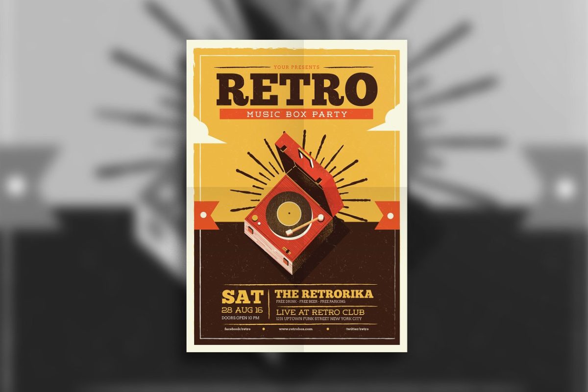 经典音乐海报设计 Retro Box Flyer