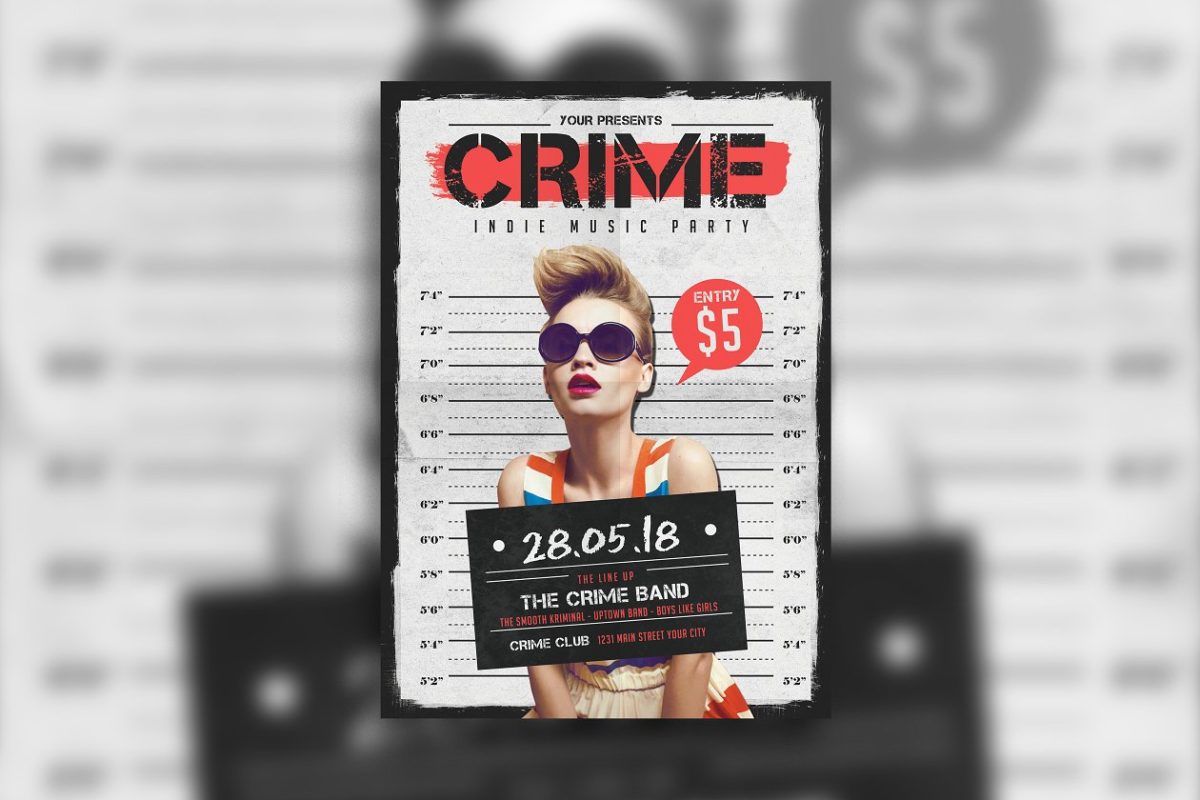 趣味恶搞罪犯风格的海报主题模板 Indie Crime Poster/Flyer