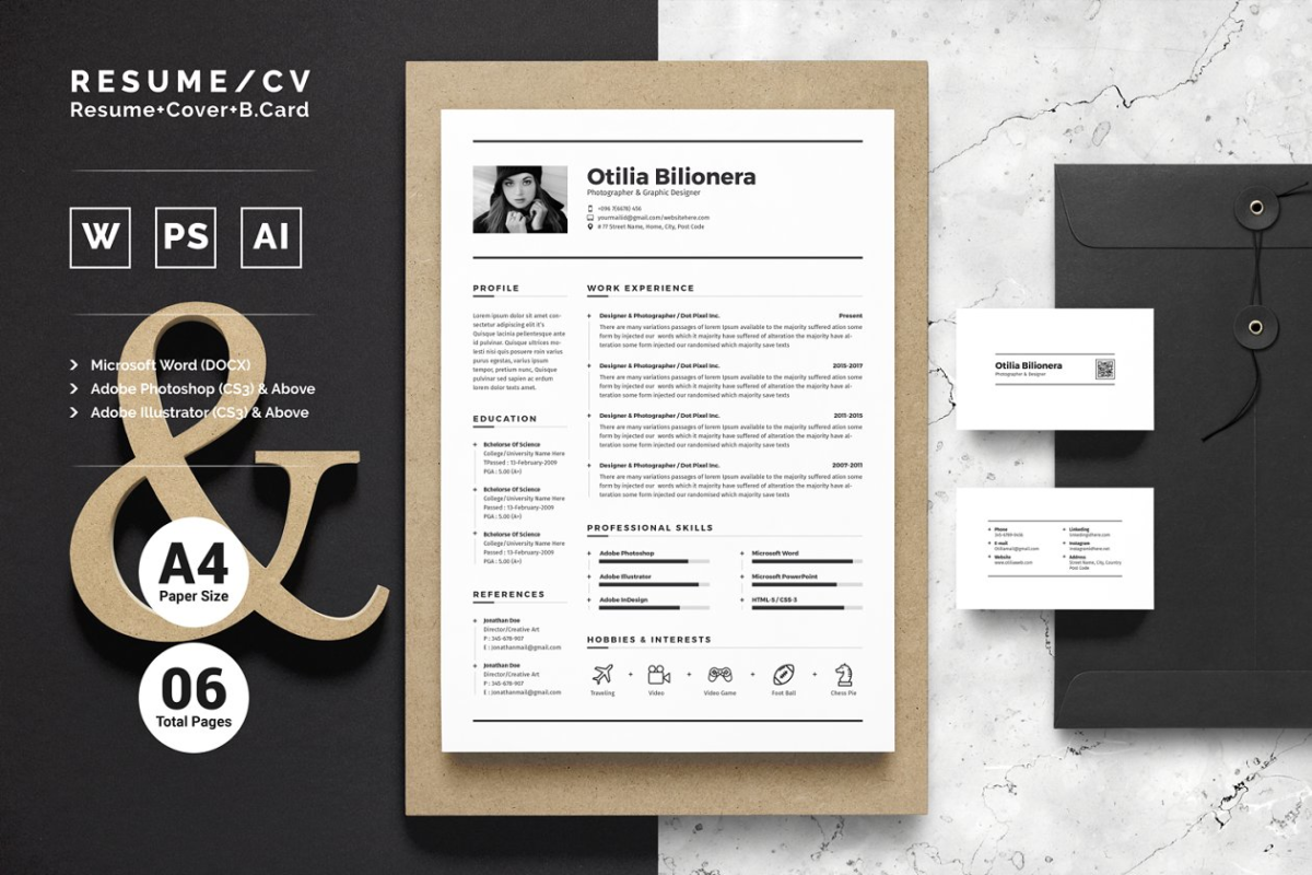 高端专业简历模板 Resume/CV-Otilia Bilionera