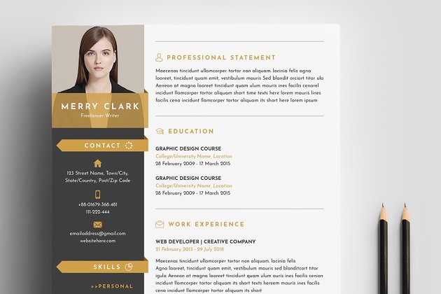 现代时尚风格的简历模板 Modern Resume Template 3 Pages