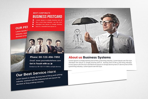 保险商业广告模板 Corporate Business Postcard Template