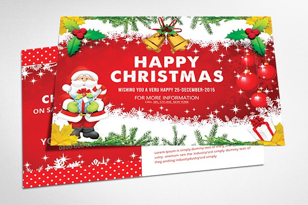 传统的圣诞节贺卡模版 Christmas Postcard