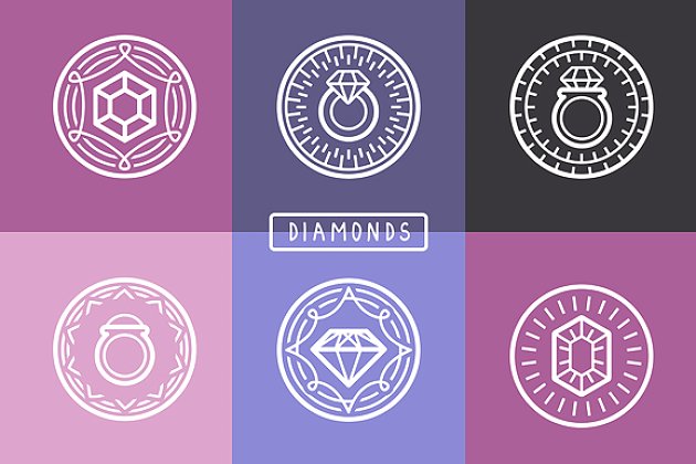 珠宝矢量图形 Outline jewelry emblems