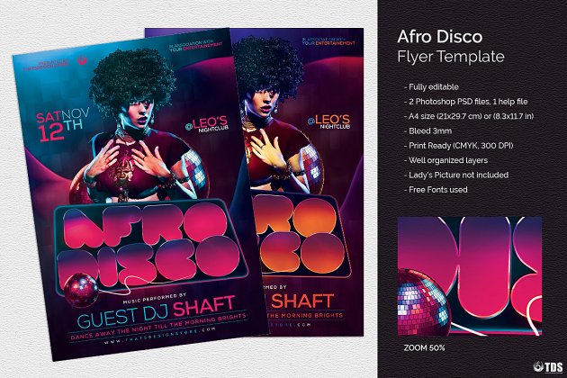 摇滚流行音乐海报模版 Afro Disco Flyer PSD
