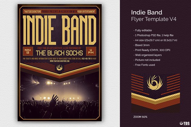 独立乐队传单PSD模板V4 Indie Band Flyer PSD V4