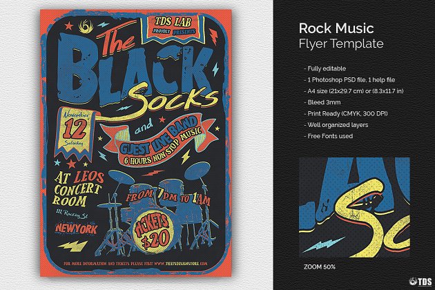 摇滚音乐海报 Rock Music Flyer PSD