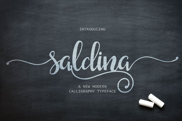 流畅的手绘字体 Saldina Script