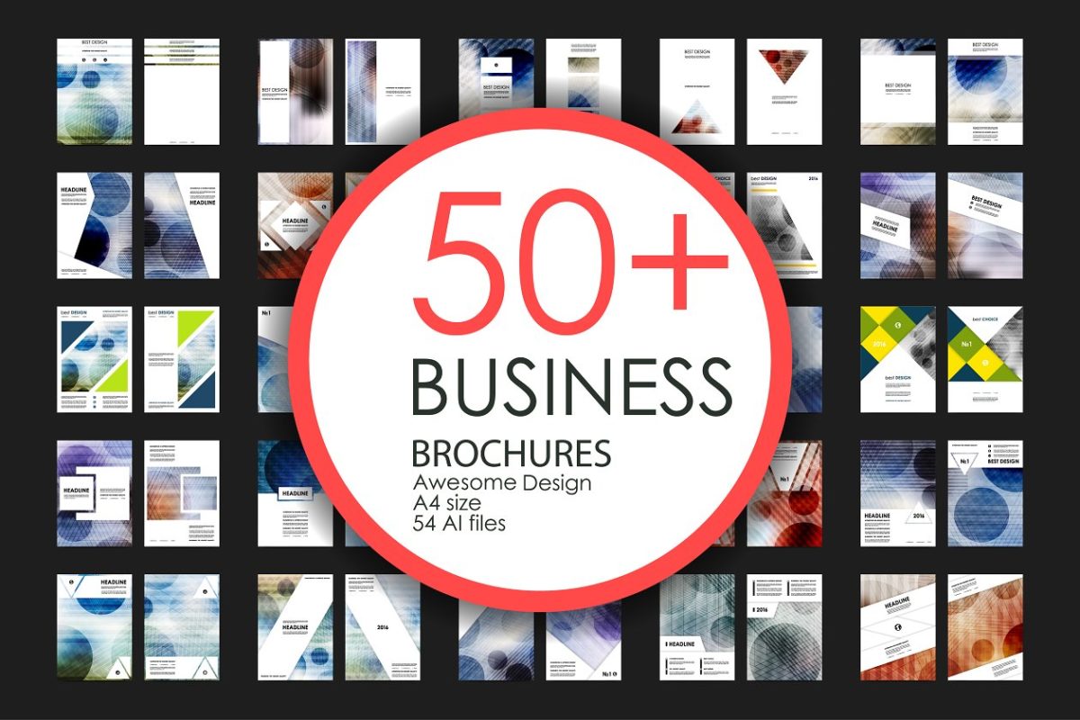 50个抽象设计的商业画册模板 50+ Business Brochures Bundle