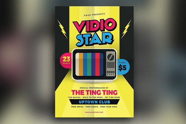 复古音乐海报设计 Video Star Music Flyer