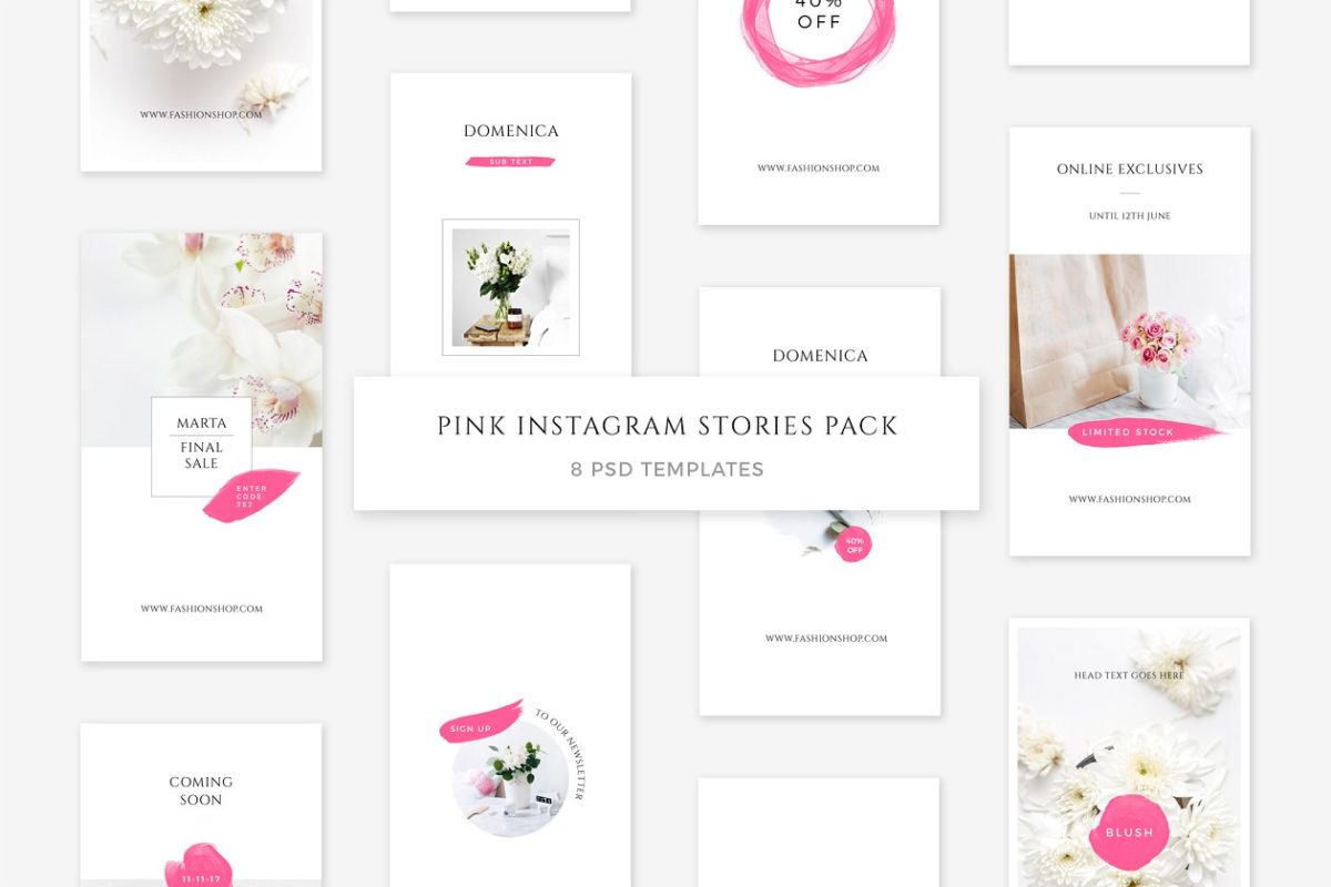 粉色社交图片模板 Pink Instagram Stories Pack