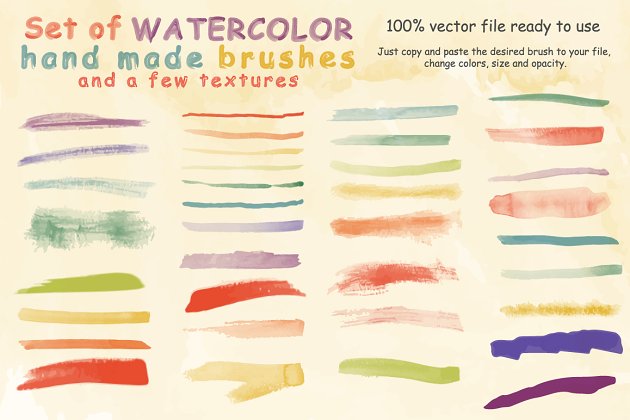 水彩画笔笔刷素材 Watercolor Brushes and Textures