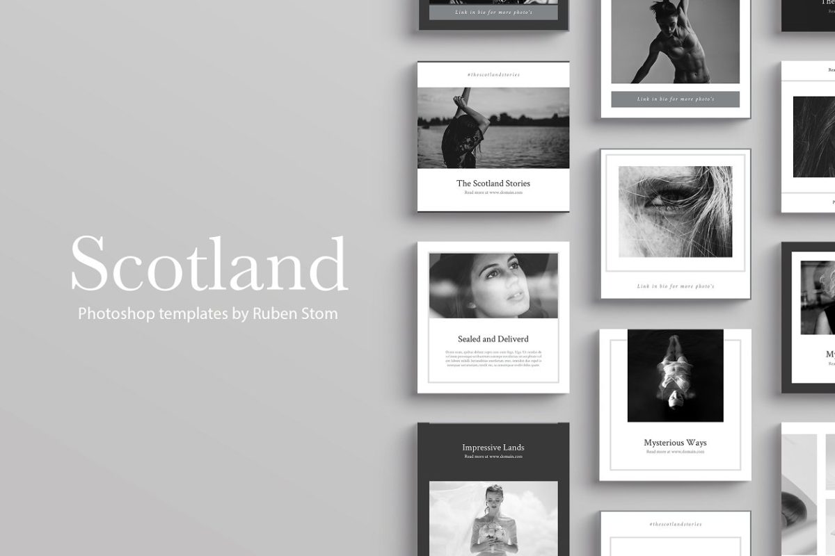 高端时尚的摄影社交广告模板素材 Scotland Social Media Pack