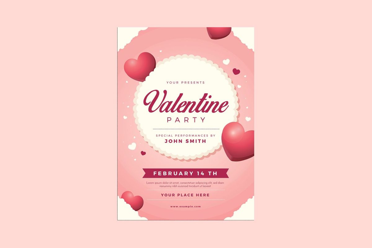 情人节海报制作模板 Valentine Event Flyer