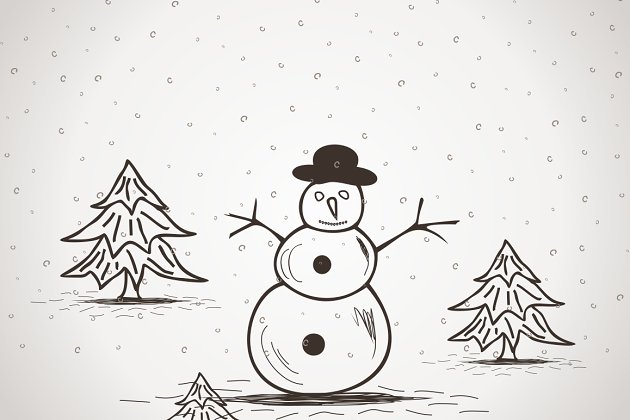 简易雪人插画素材 snowman