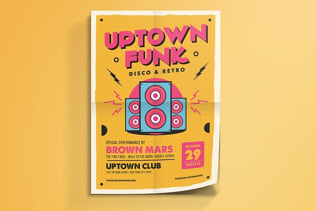 音乐海报设计模板 Uptown funk music party