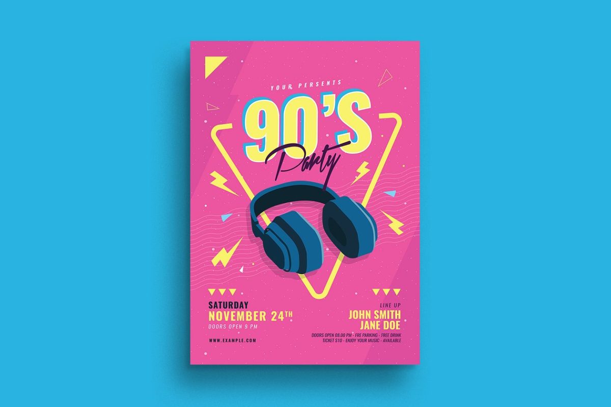 90后音乐海报模板下载 90’S Music Party