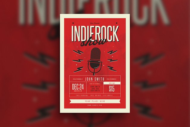 经典事件海报背景 Indierock Event Flyer
