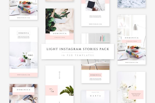 清新的社交媒体广告模板 Light Instagram Stories Pack