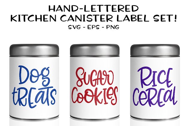 手写趣味设计字体 Handlettered Kitchen Canister Labels