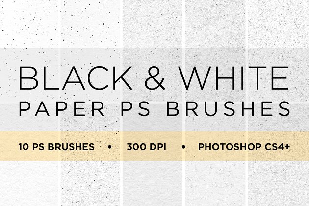 黑白纸张纹理 10 Black & White Paper PS Brushes