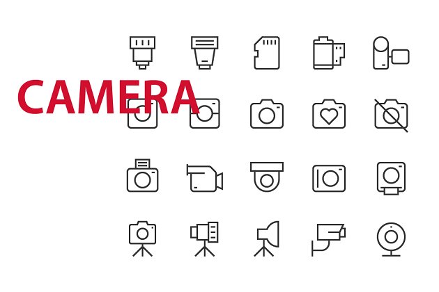 20个摄影主题的UI图标 20 Camera UI icons