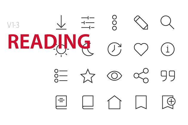 阅读UI图标素材 60 Reading UI icons