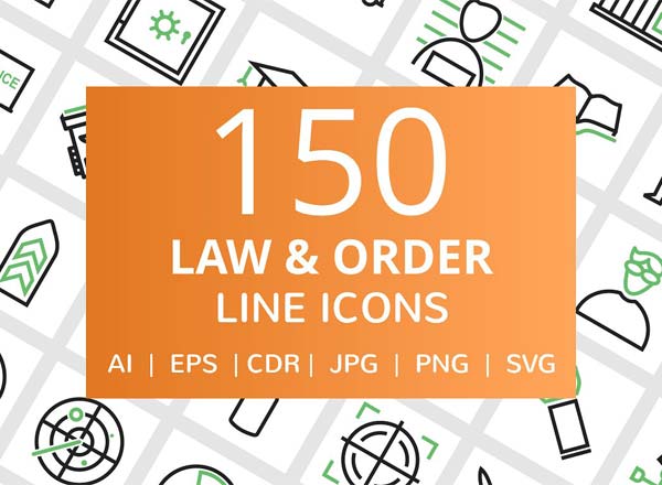 150＋法律与秩序线图标