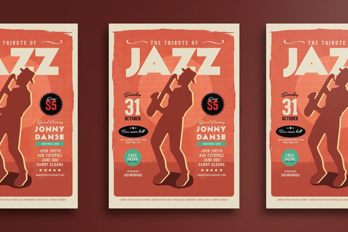 经典音乐海报设计模板 Old Vintage Jazz Festival