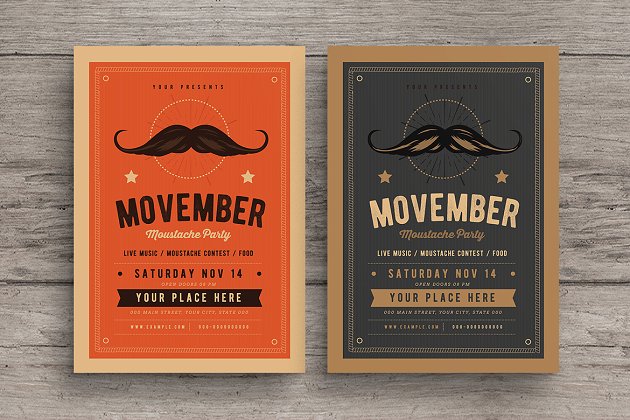 创意胡子活动宣传海报 Movember Event flyer