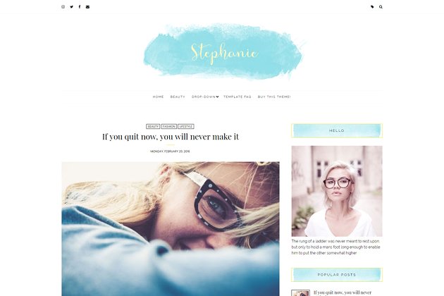 女性博客网站模板 Feminine Blogger Theme – Stephanie