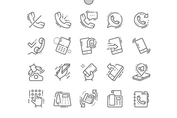 电话细线图标素材 phones line icons
