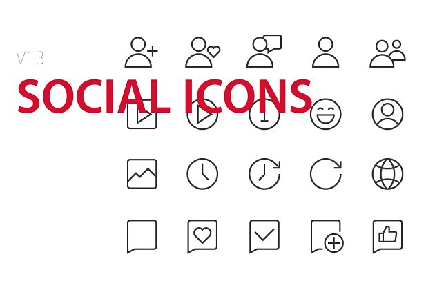 社交图标素材 60  Social Icons UI icons