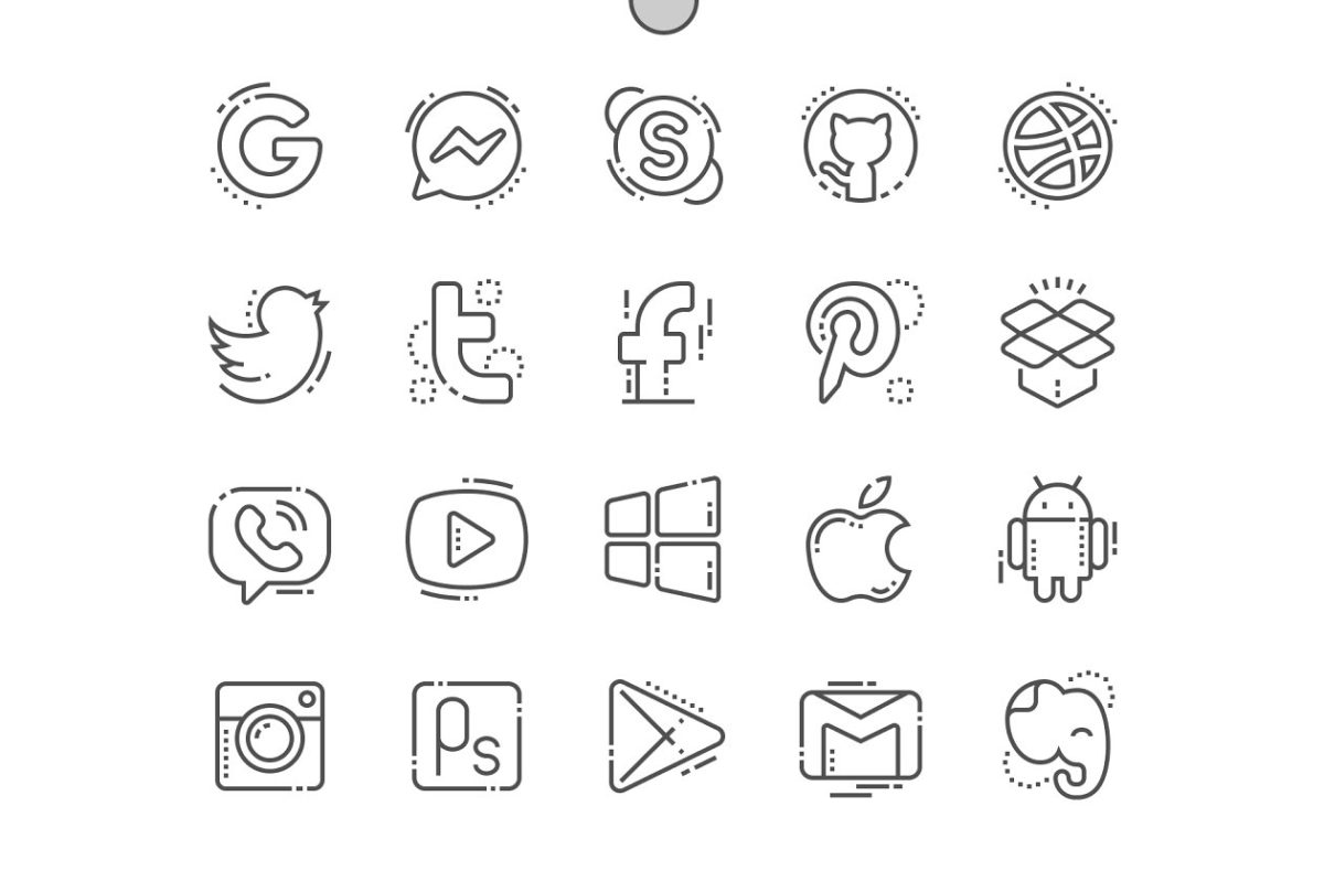 常用互联网知名企业LOGO图标套装 Logos Line Icons