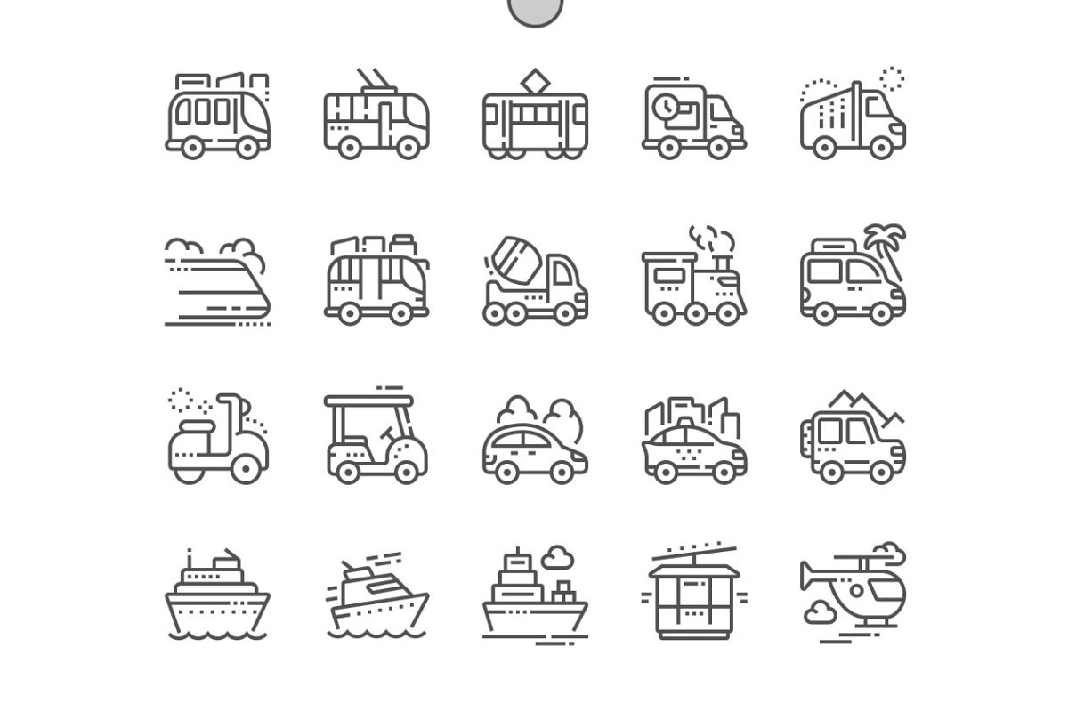 交通运输图标素材 Transport Line Icons