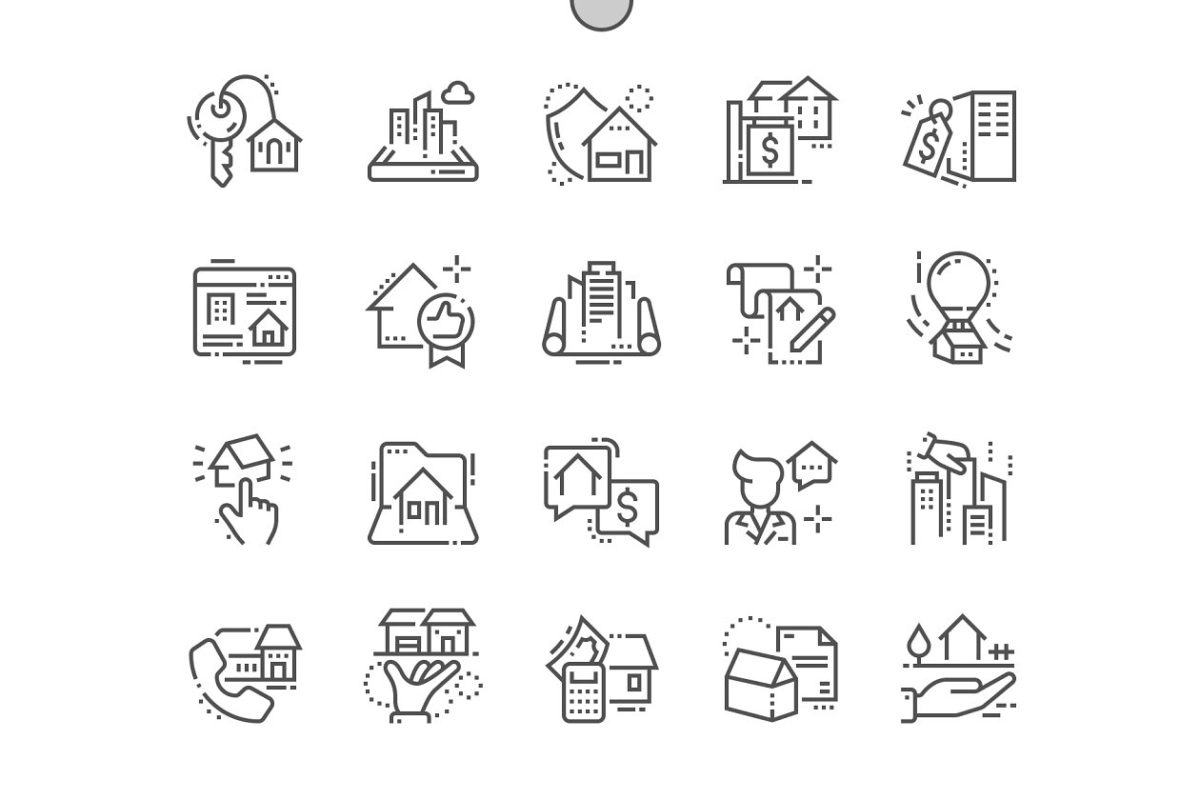 房地产细线图标 Real Estate Line Icons