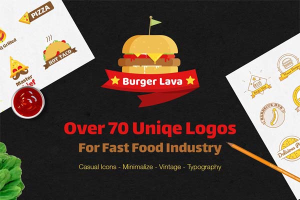 超过70种快餐行业的各种特色标志