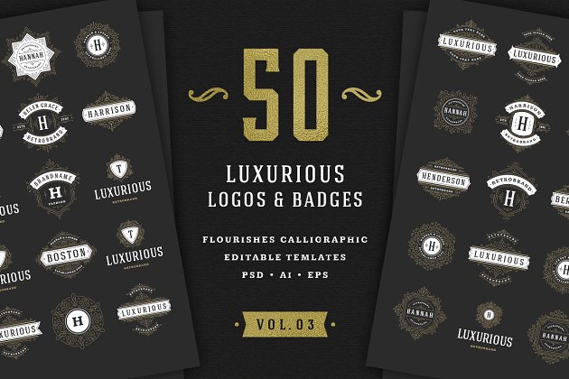 奢华logo和徽标设计 50 Luxurious logos & badges