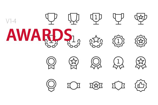 奖杯矢量图标素材 80 Awards UI icons