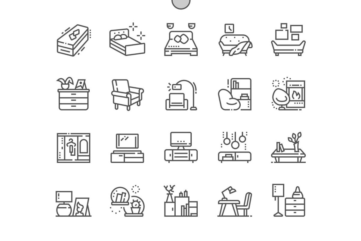 家具图标素材 Furniture Line Icons