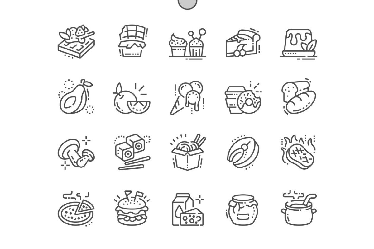 美味的食物图标 Food Line Icons