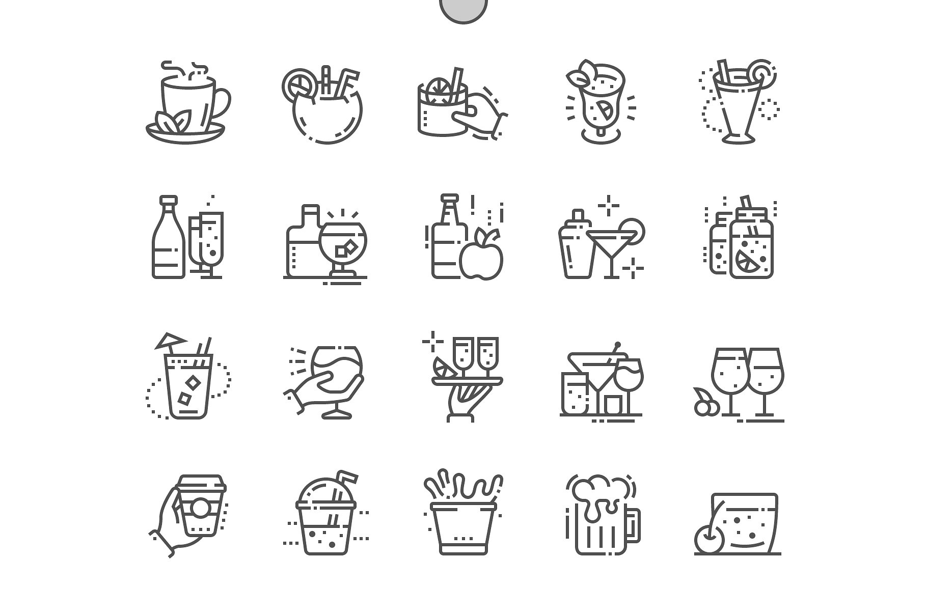 饮料元素图标 drinks line icons