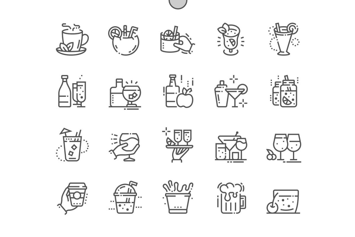 饮料元素图标 Drinks Line Icons